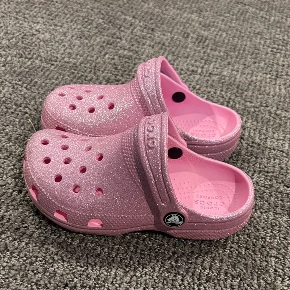 CROCS Kids Sparkly Pink Water Shoes - Picture 2 of 4